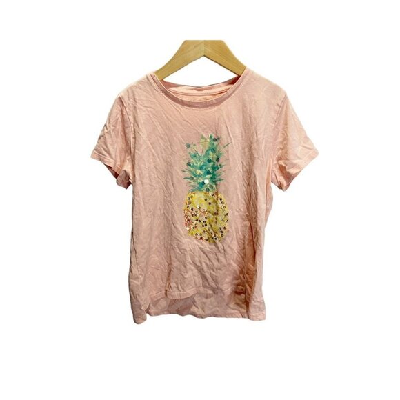 Girls Members Mark My Favorite Tee XL 14/16 Pink Sequin Pineapple Short Sleeve - Picture 1 of 5
